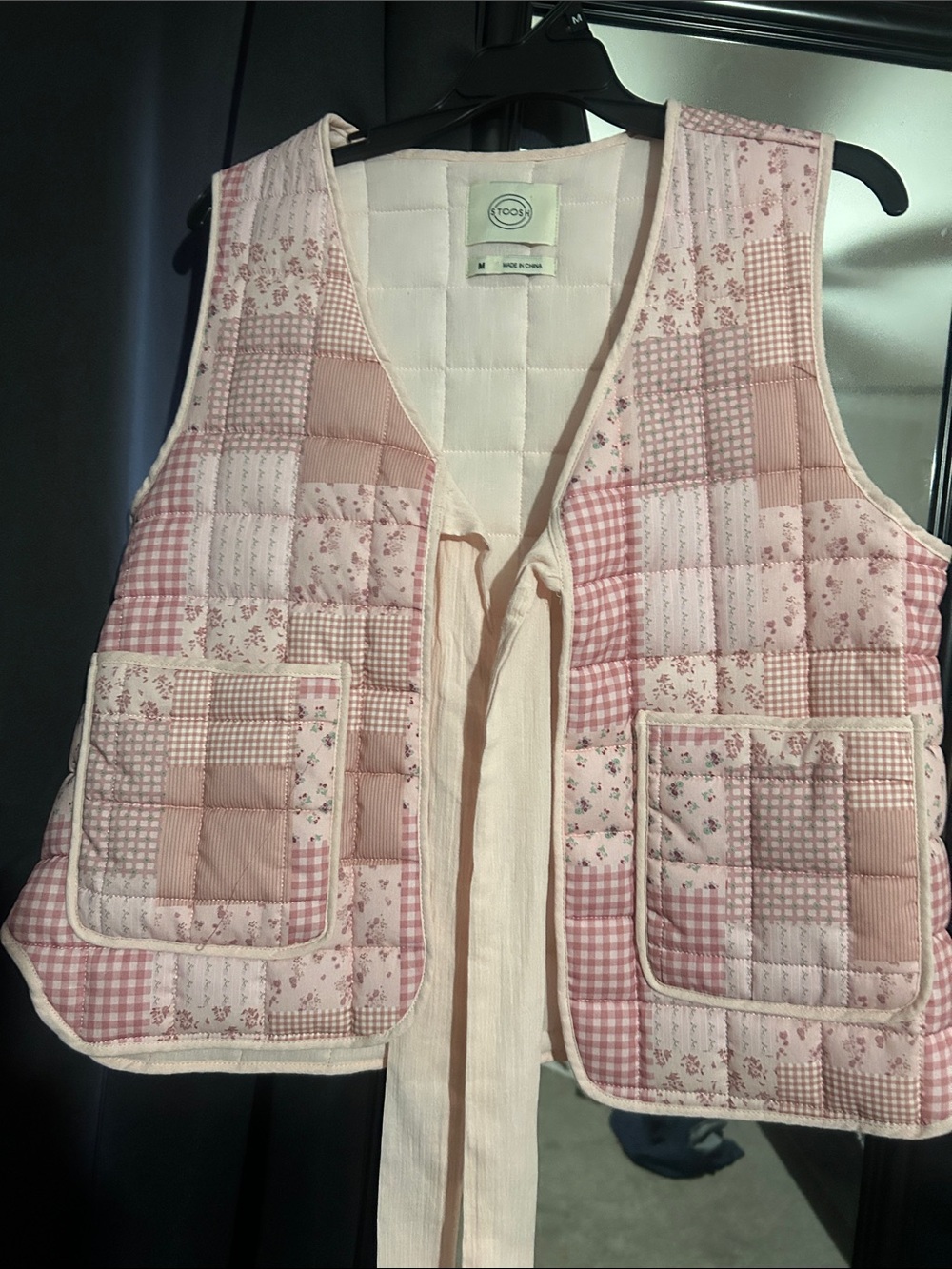 Pink Patchwork Quilted Vest - Pink Floral